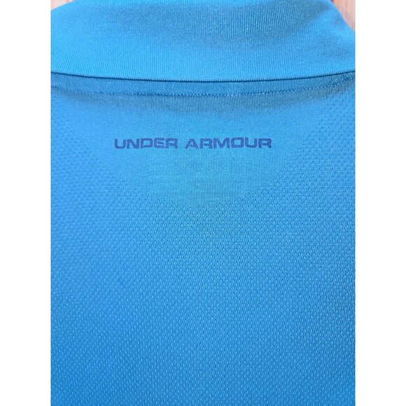Under Armour Mens Heatgear Polo XL Loose Fit Blue Stripe Design - Picture 6 of 9